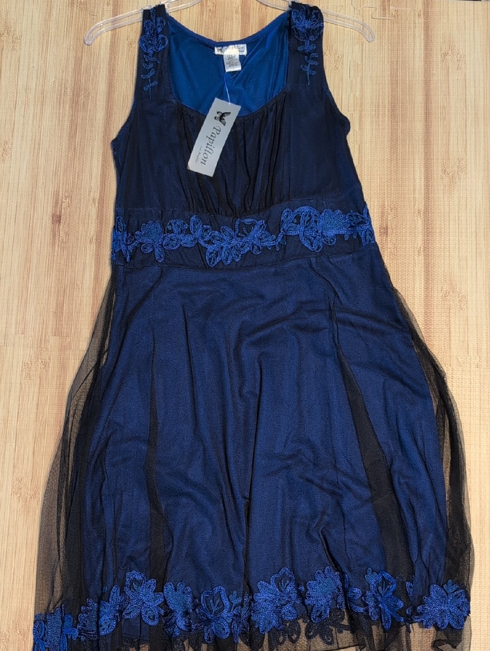 Papillon Blanc Royal Blue Dress with Charcoal Skirt